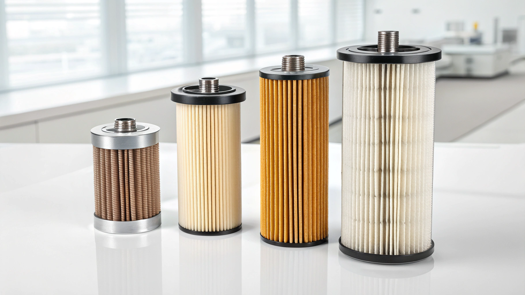 Professional diesel fuel filters on white background